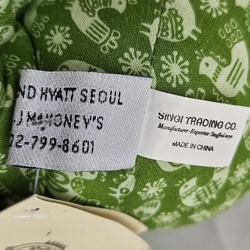 LAURENT KHOO DESIGNED GRAND HYATT SEOUL UNIQUE J J MAHONEY'S PLUSH GREEN CHICKEN